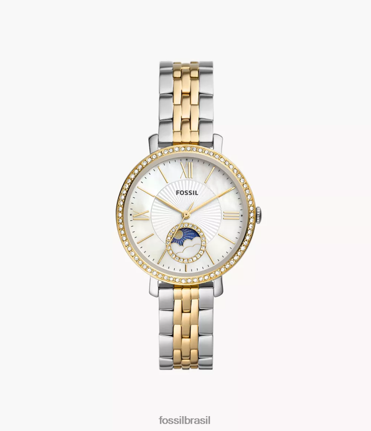 Fossil assistir mulheres jacqueline sun moon relógio multifuncional em aço inoxidável dois tons 66RZLJ55