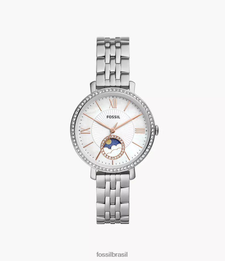 Fossil assistir mulheres jacqueline sun moon relógio multifuncional em aço inoxidável prata 66RZLJ69
