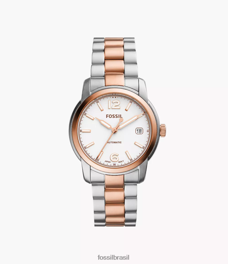 Fossil assistir mulheres relógio automático de aço inoxidável legado dois tons 66RZLJ75