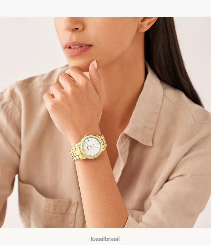 Fossil assistir mulheres relógio automático de aço inoxidável legado tom de ouro 66RZLJ67