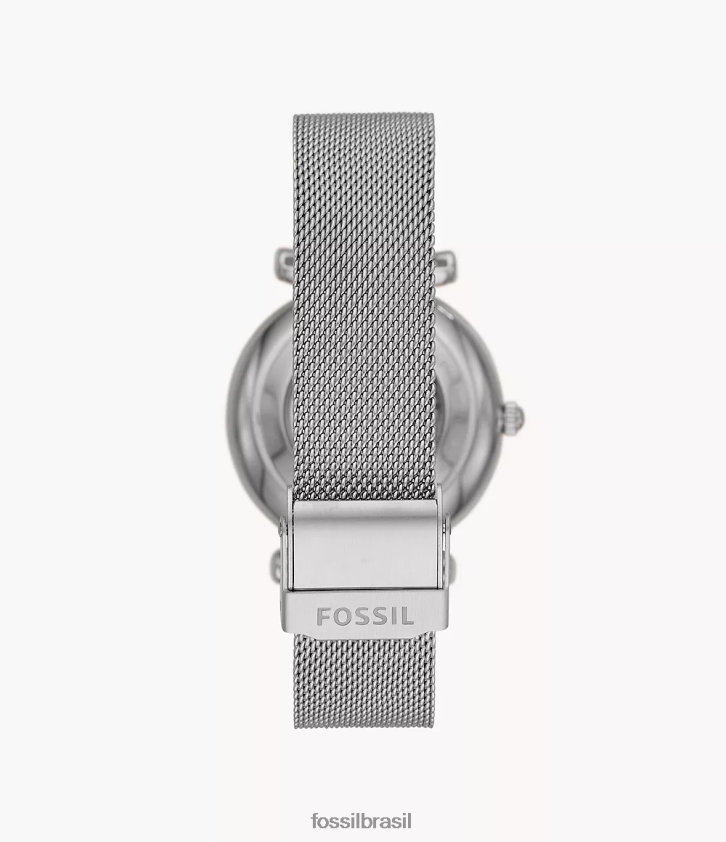 Fossil assistir mulheres relógio automático de malha de aço inoxidável carlie tom prata 66RZLJ62