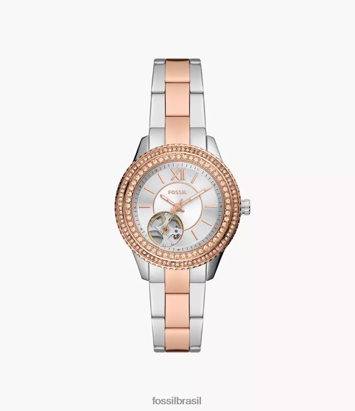 Fossil assistir mulheres relógio automático stella em aço inoxidável dois tons 66RZLJ78