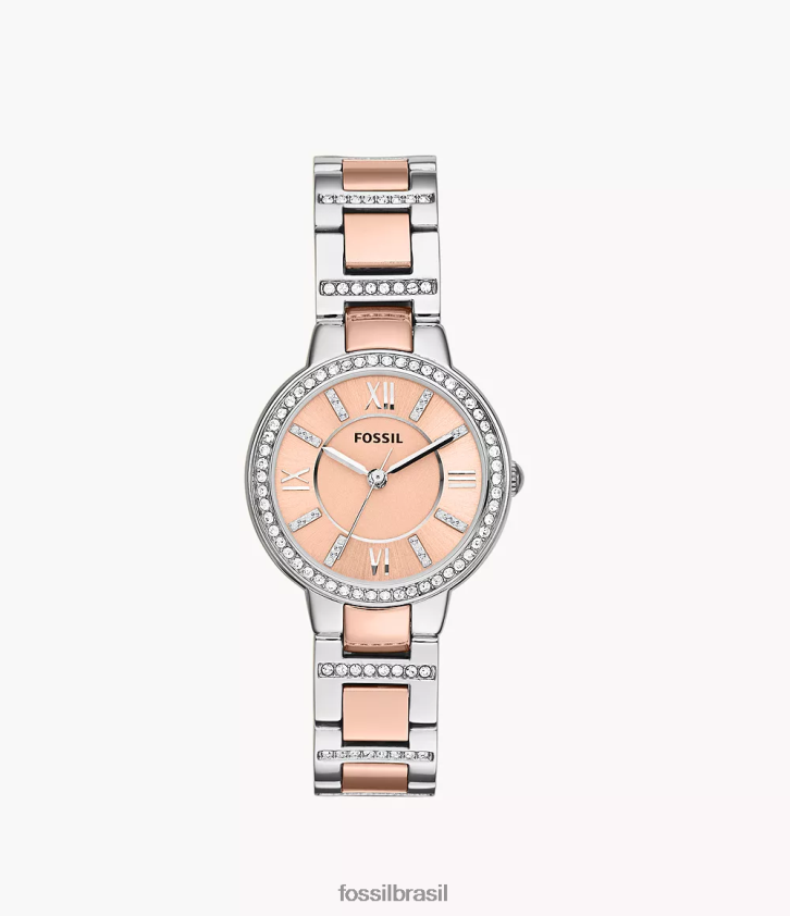 Fossil assistir mulheres relógio de aço inoxidável virgínia dois tons 66RZLJ117