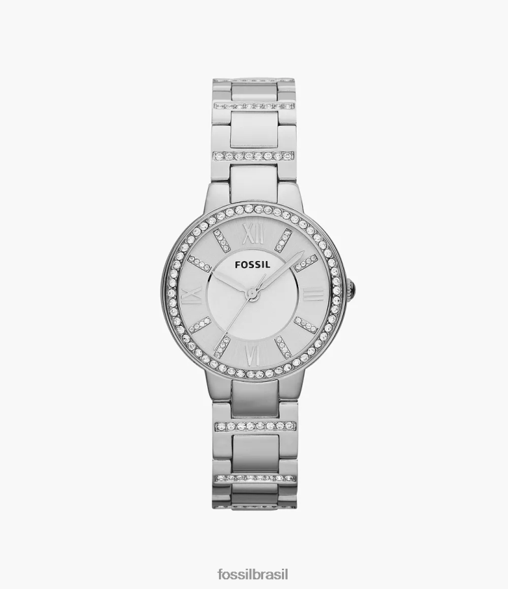 Fossil assistir mulheres relógio de aço inoxidável virgínia prata 66RZLJ84