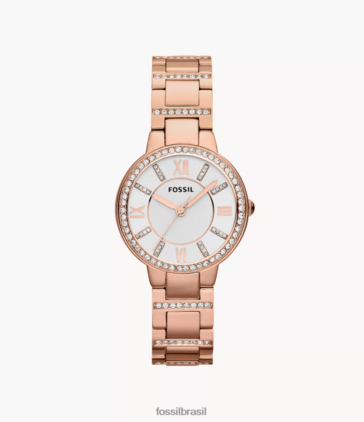 Fossil assistir mulheres relógio de aço inoxidável virgínia tom rosa 66RZLJ118
