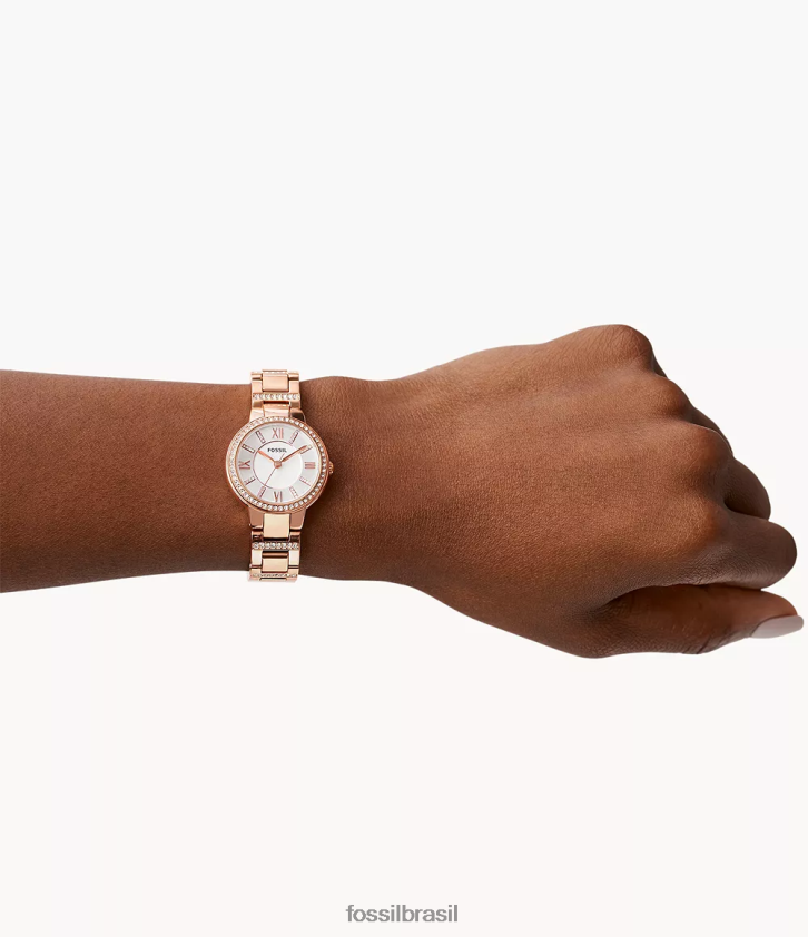 Fossil assistir mulheres relógio de aço inoxidável virgínia tom rosa 66RZLJ118