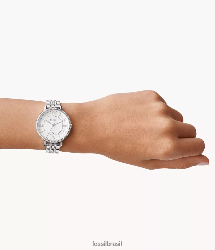 Fossil assistir mulheres relógio jaqueline em aço inoxidável prata 66RZLJ71