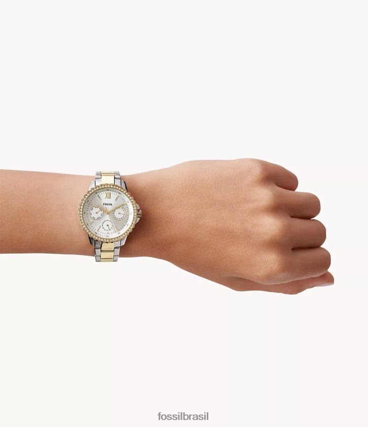 Fossil assistir mulheres relógio multifuncional izzy em aço inoxidável dois tons 66RZLJ44