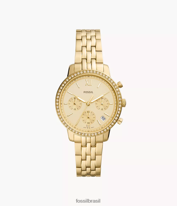 Fossil assistir mulheres relógio neutro cronógrafo em aço inoxidável tom de ouro 66RZLJ53