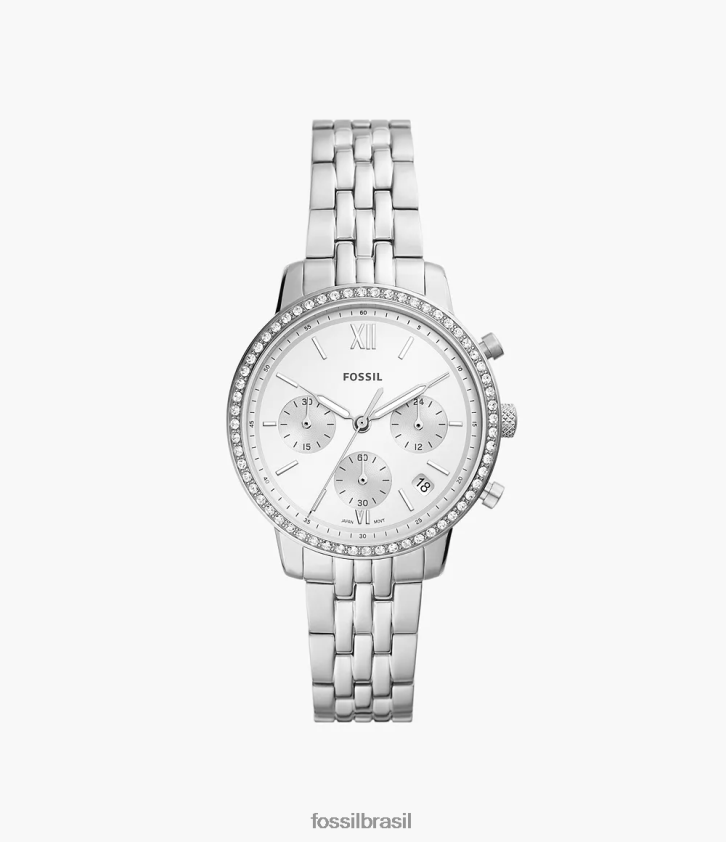 Fossil assistir mulheres relógio neutro cronógrafo em aço inoxidável tom prata 66RZLJ56