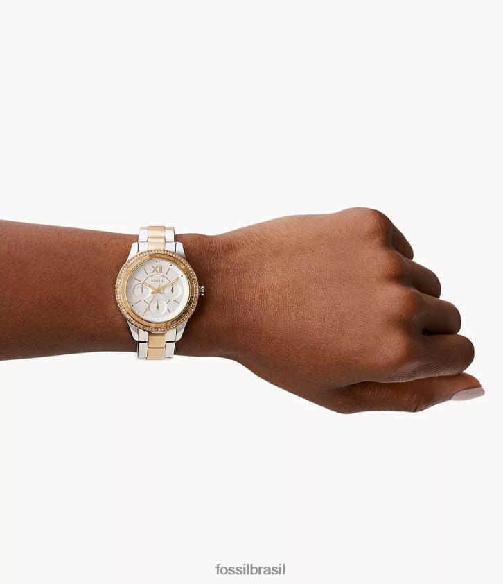 Fossil assistir mulheres relógio stella sport multifuncional em aço inoxidável dois tons 66RZLJ35