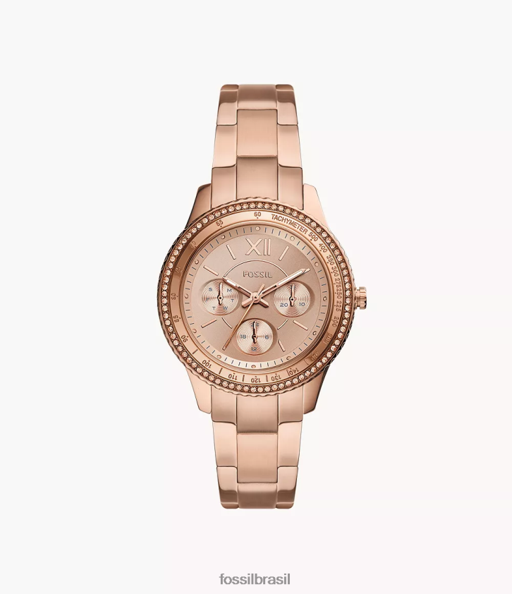 Fossil assistir mulheres relógio stella sport multifuncional em aço inoxidável tom de ouro rosa 66RZLJ33
