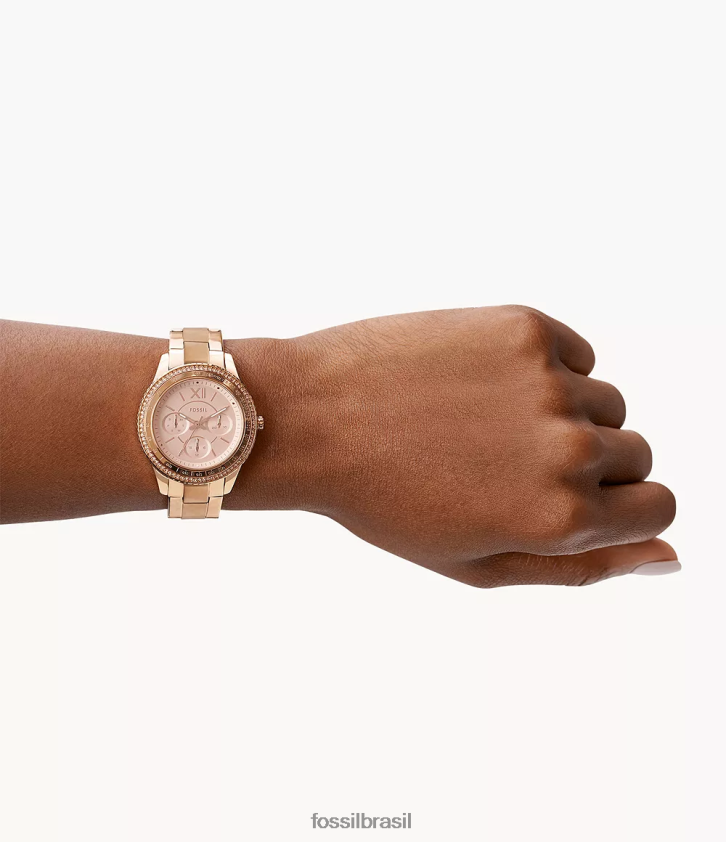 Fossil assistir mulheres relógio stella sport multifuncional em aço inoxidável tom de ouro rosa 66RZLJ33