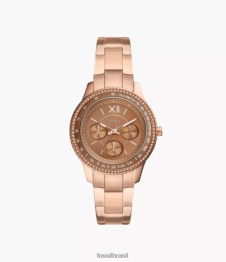 Fossil assistir mulheres relógio stella sport multifuncional em aço inoxidável tom de ouro rosa 66RZLJ34