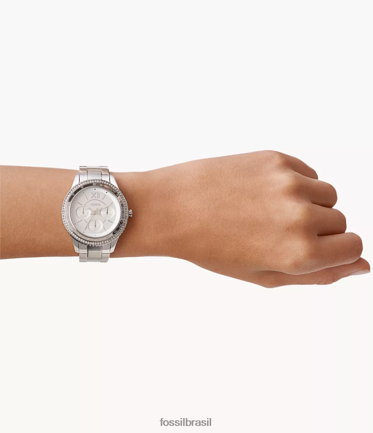 Fossil assistir mulheres relógio stella sport multifuncional em aço inoxidável tom prata 66RZLJ36