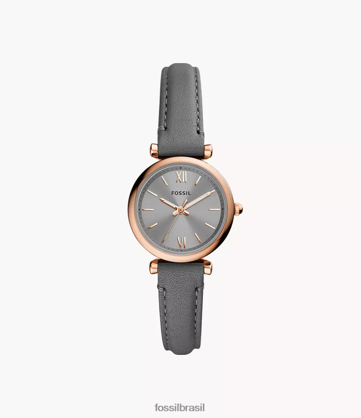 Fossil assistir mulheres carlie mini relógio de couro de três ponteiros cinza 66RZLJ102