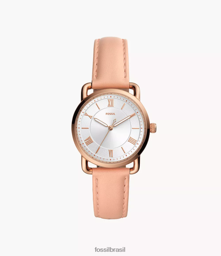 Fossil assistir mulheres relógio de couro de três ponteiros copeland nu 66RZLJ108