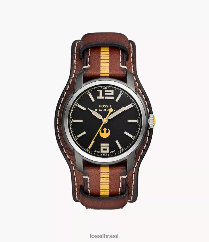 Fossil assistir mulheres relógio de couro han solo de star wars de edição limitada marrom 66RZLJ90