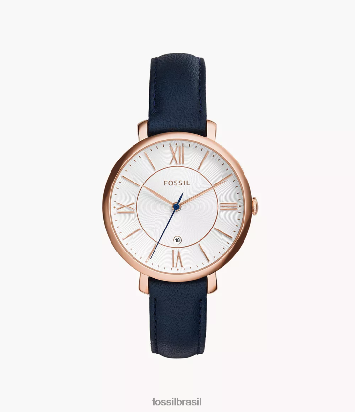 Fossil assistir mulheres relógio jacqueline couro marinho azul 66RZLJ101