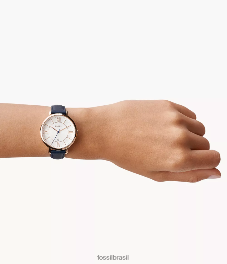 Fossil assistir mulheres relógio jacqueline couro marinho azul 66RZLJ101