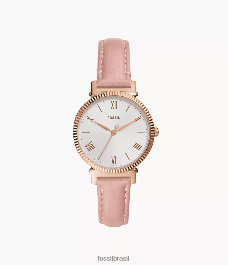 Fossil assistir mulheres relógio margarida de couro com três ponteiros corar 66RZLJ86