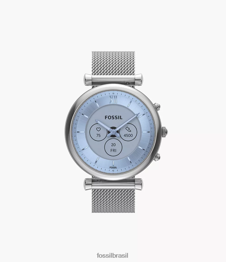 Fossil assistir mulheres carlie gen 6 híbrido smartwatch malha de aço inoxidável prata 66RZLJ14