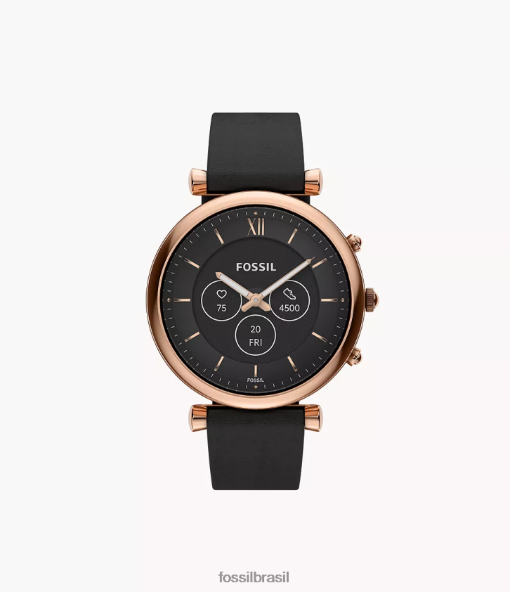 Fossil assistir mulheres couro smartwatch híbrido carlie gen 6 preto 66RZLJ16