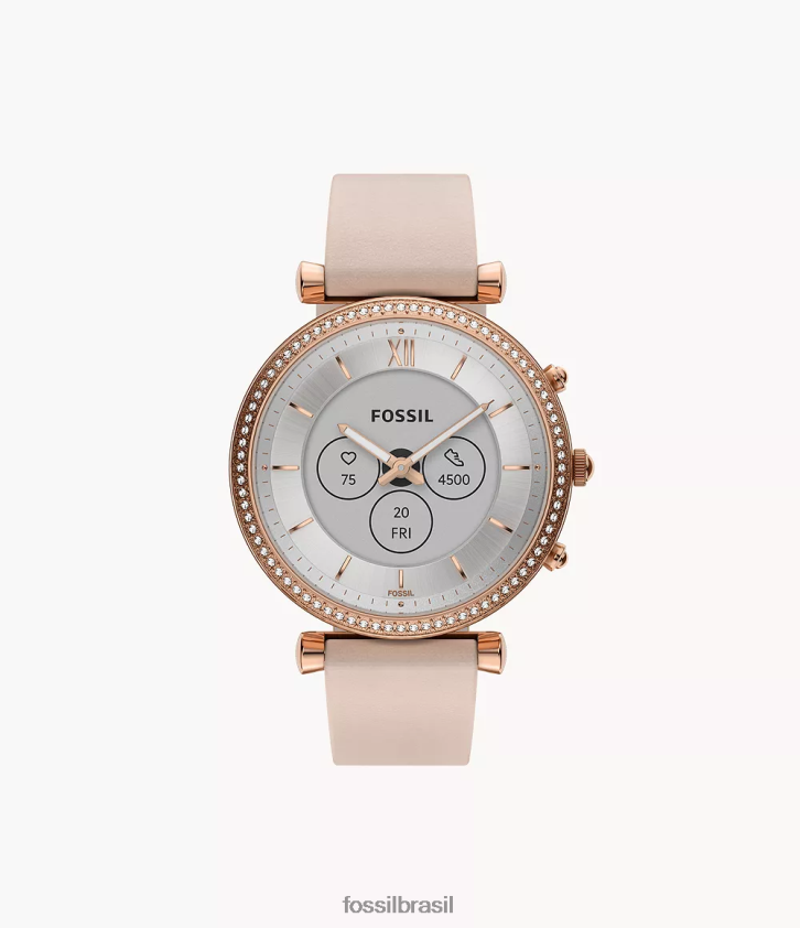 Fossil assistir mulheres couro smartwatch híbrido carlie gen 6 rosa 66RZLJ15