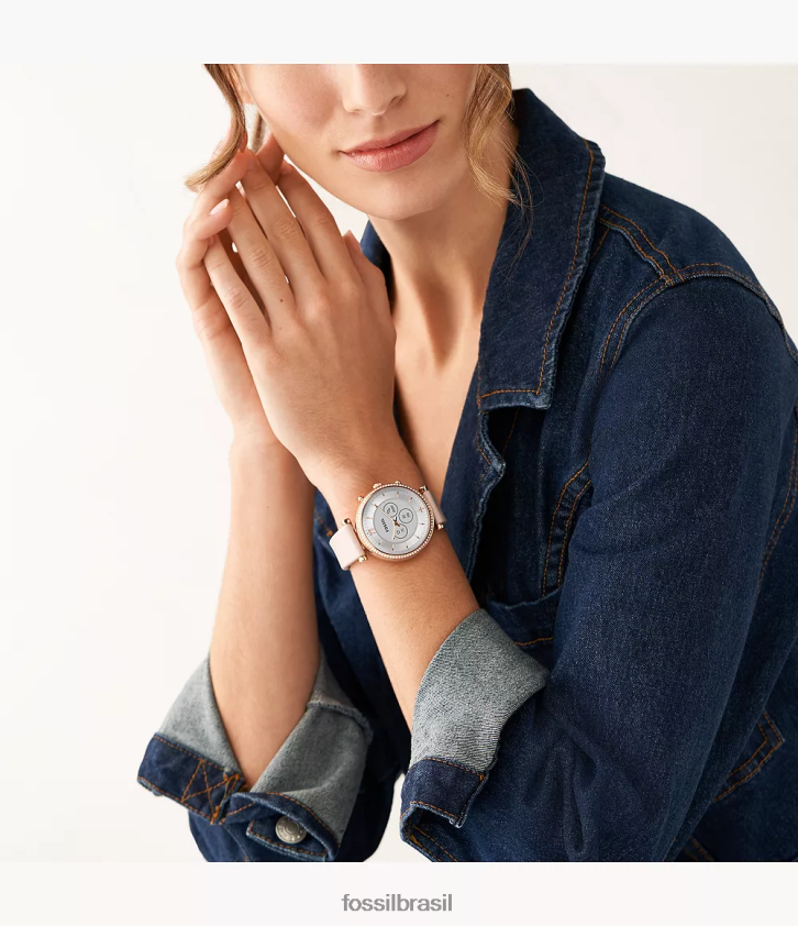 Fossil assistir mulheres couro smartwatch híbrido carlie gen 6 rosa 66RZLJ15