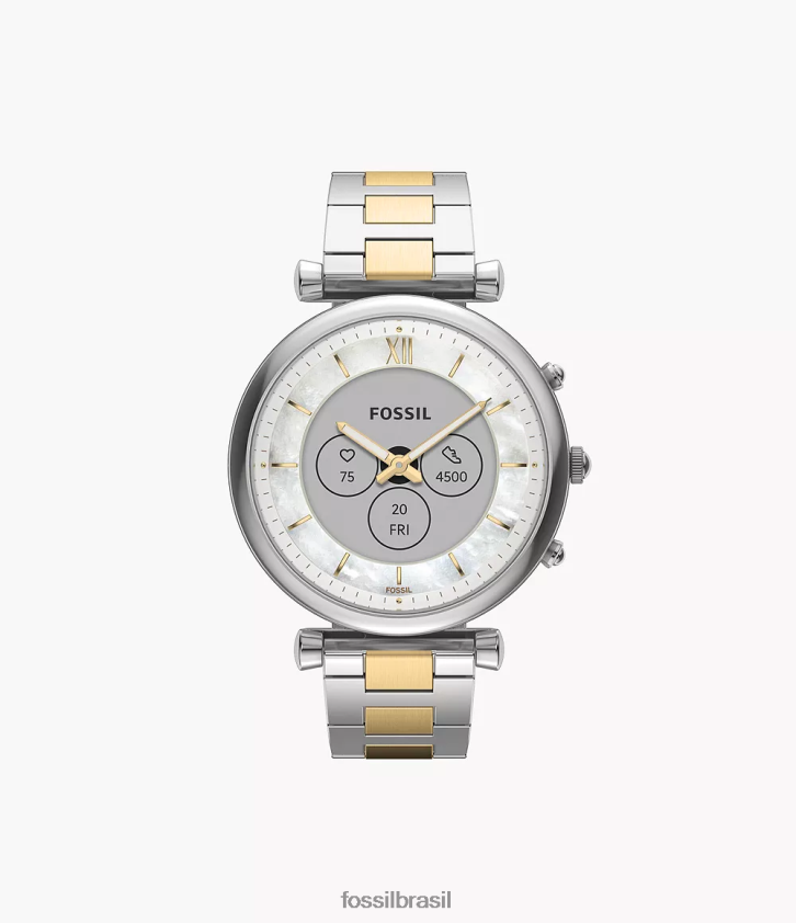 Fossil assistir mulheres smartwatch híbrido carlie gen 6 em aço inoxidável dois tons 66RZLJ12