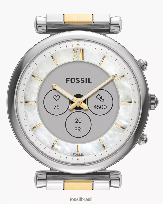 Fossil assistir mulheres smartwatch híbrido carlie gen 6 em aço inoxidável dois tons 66RZLJ12