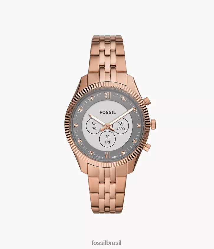 Fossil assistir mulheres smartwatch híbrido hr scarlette aço inoxidável tom de ouro rosa 66RZLJ274