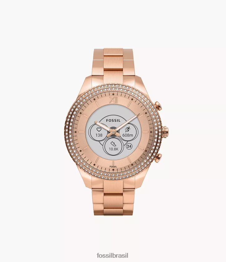 Fossil assistir mulheres stella gen 6 smartwatch híbrido em aço inoxidável tom de ouro rosa 66RZLJ17