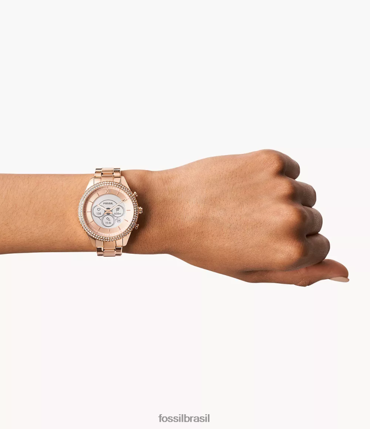 Fossil assistir mulheres stella gen 6 smartwatch híbrido em aço inoxidável tom de ouro rosa 66RZLJ17