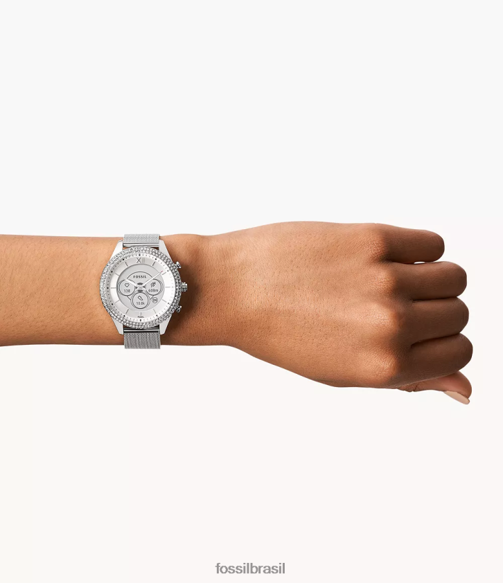 Fossil assistir mulheres stella gen 6 smartwatch híbrido malha de aço inoxidável prata 66RZLJ225